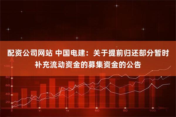 配资公司网站 中国电建：关于提前归还部分暂时补充流动资金的募集资金的公告