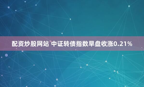 配资炒股网站 中证转债指数早盘收涨0.21%